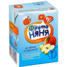 Фруто Няня сок "Яблоко, персик" с 5 месяцев, 200 мл