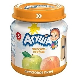 Агуша пюре фруктовое "Яблоко-персик", стекло, 115 г