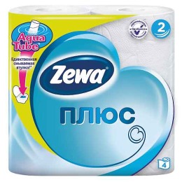Zewa туалетная бумага "Плюс" 2 слойная, тон белая, 4 шт