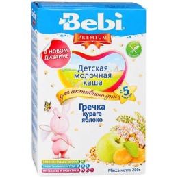 Bebi Premium каша молочная "Гречка, курага, яблоко" с 5 месяцев