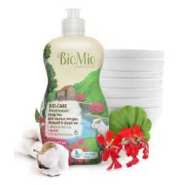 BioMio средство для мытья посуды "Bio-Care" с эфирным маслом герани, 450мл