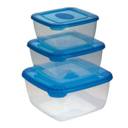 Plast Team набор емкостей для хранения пищевых продуктов "Рolar" голубая, квадратная 3 шт