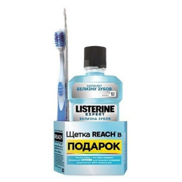 Listerine ополаскиватель для полости рта "Белизна зубов" 250 мл + зубная щетка "Reach Floss Clean Medium" средняя