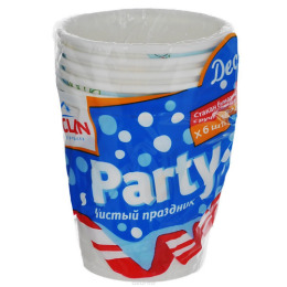 Paclan стакан бумажный "Party. Decor" с ручкой с рисунком 180 мл