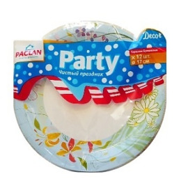 Paclan тарелка бумажная "Party" цветная Decor 230 мл