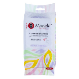 Maneki салфетки влажные для интимной гигиены "Алоэ и Ромашка" в индивидуальной упаковке.