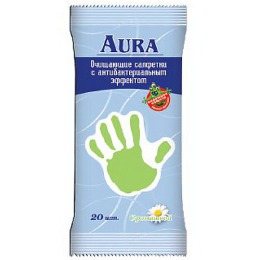 Aura салфетки влажные антибактериальные, 20 шт