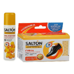 Salton пена-очиститель для изделий из кожи и ткани 150 мл, губка для влажной очистки обуви