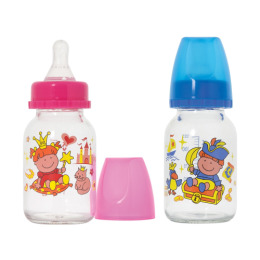Курносики бутылочка стеклянная с силиконовой соской "Пират и Принцесса" 0+