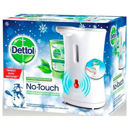 Dettol диспенсер для антибактериального жидкого мыла "No Touch. Зимняя коллекция" для рук в комплекте с жидким мылом с ароматом зеленого чая и имбиря с сенс системой