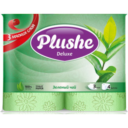 Plushe туалетная бумага "Deluxe. Зелёный чай" 3 слоя