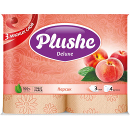 Plushe туалетная бумага "Deluxe. Персик" 3 слоя