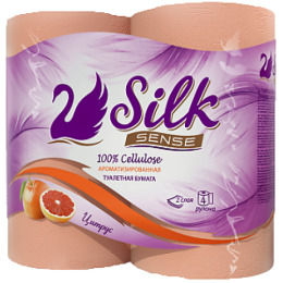 Silk Sense туалетная бумага белая с оранжевым декором