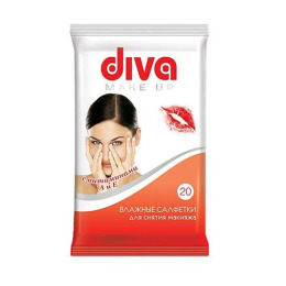 Diva салфетки влажные для снятия макияжа с витаминами А и Е