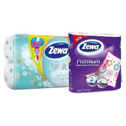 Zewa бумага туалетная "Делюкс" 3-ех слойная белая 8 шт + полотенца бумажные "Премиум" 2 шт