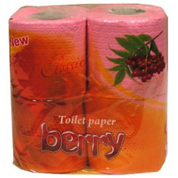 Berry туалетная бумага "Розовый" 2-слойная, перфорац, на втулке