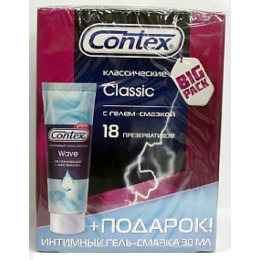 Contex презервативы "Classic. №18" классические 18 шт + гель "Wave" 30 мл