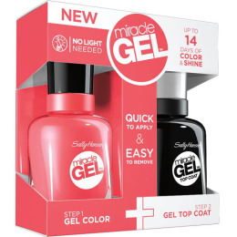 Sally Hansen набор верхнее покрытие-гель "Miracle Gel Top Coat" 14.7 мл + гель-лак для ногтей "Miracle Gel" 14.7 мл