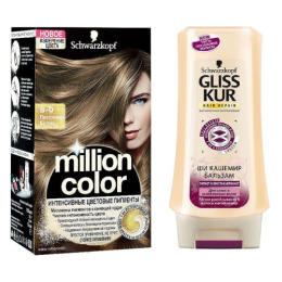 Million Color краска для волос "Песочный Блонд, тон 8.0"+ бальзам Gliss Kur "Ши Кашемир"