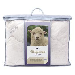 Мягкий сон одеяло "Стандартное" шерсть овечья 140 х 205 см бязь в пакете вакуум