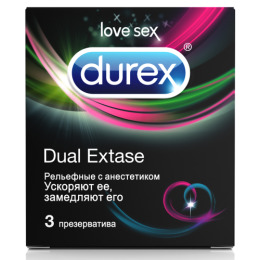 Durex презервативы "Dual Extase" рельефные с анестетиком
