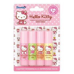 Hello Kitty бальзам для губ "Sweet smile" (4 бальзама), 4*3,5 г