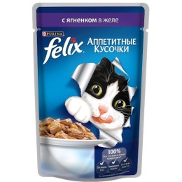 Felix корм для кошек "Agail" с ягненком, в желе, 85 г