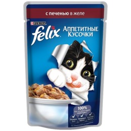 Felix корм для кошек "Agail" с печенью, в желе, 85 г