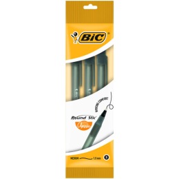 Bic ручка "Round Stic Classic" средняя линия черная блистер, 3 шт