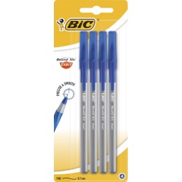 Bic ручка "Round Stic Exact" тонкая линия синяя блистер, 4 шт