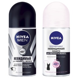 Nivea дезодорант шариковый "Невидимая защита" для черного и белого 50 мл + дезодорант шариковый "Невидимая защита" для мужчин 50 мл