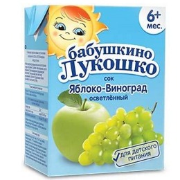 Бабушкино Лукошко сок "Яблоко-виноград" осветленный, с 6 месяцев
