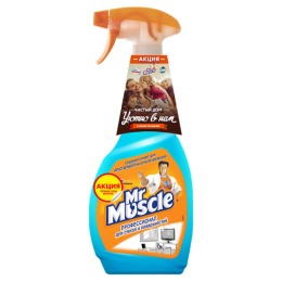 Мистер Мускул чистящее и моющее средство для стекол и других поверхностей со спиртом триггер