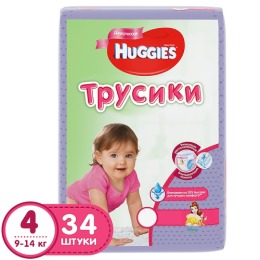 Huggies подгузники-трусики для девочек, размер 4, 9-14 кг