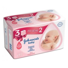 Johnson`s baby влажные салфетки для самых маленьких без отдушки, 3 х 64 шт