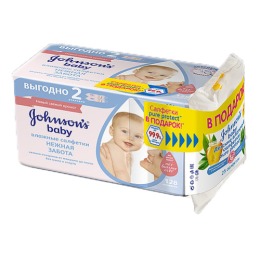 Johnson`s baby салфетки "Нежная забота" 128 шт + Pure Protect детские влажные салфетки 25 шт