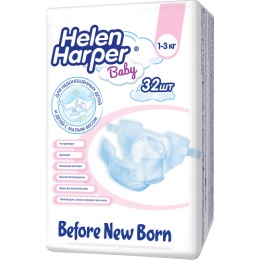 Helen Harper подгузники "Before New Born" для новорожденных и недоношенных 1-3 кг