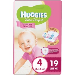 Huggies подгузники для девочек "Ultra Comfort" размер 4, 8-14 кг