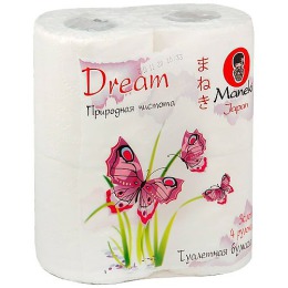 Maneki туалетная бумага "Dream" 3 слоя, 167 листов, 23 метра, с тиснением, 4 рулона